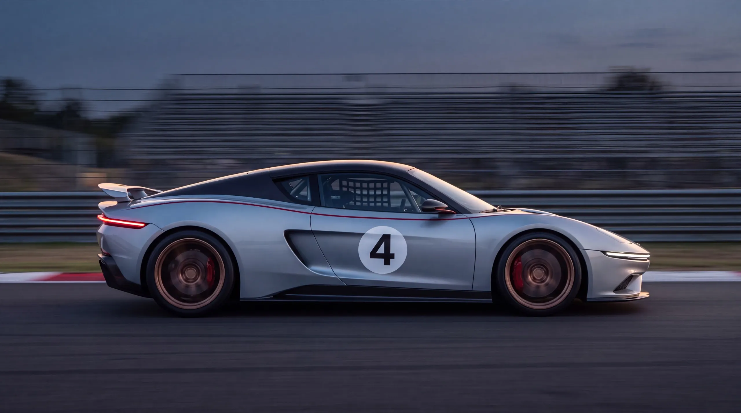 Vantera GT4 R at speed, dusk